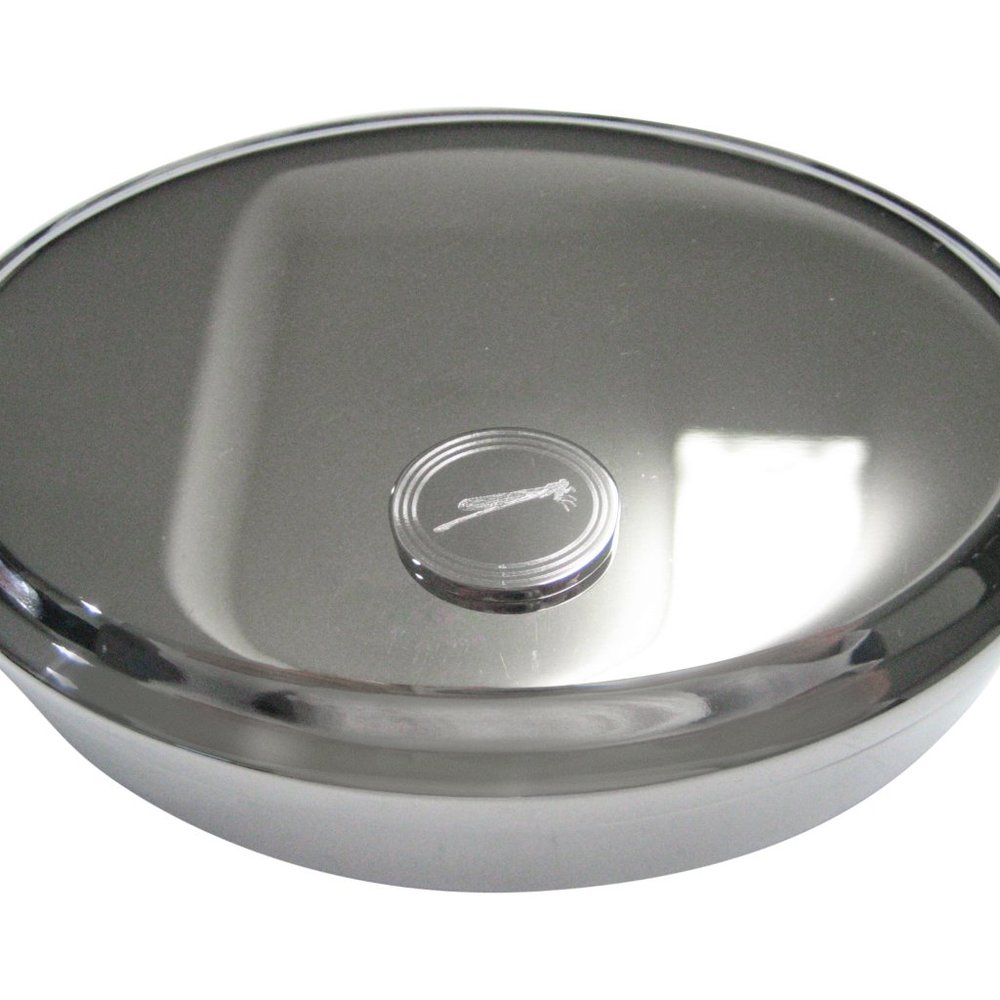 Etched Oval Dragonfly Oval Trinket Jewelry Box